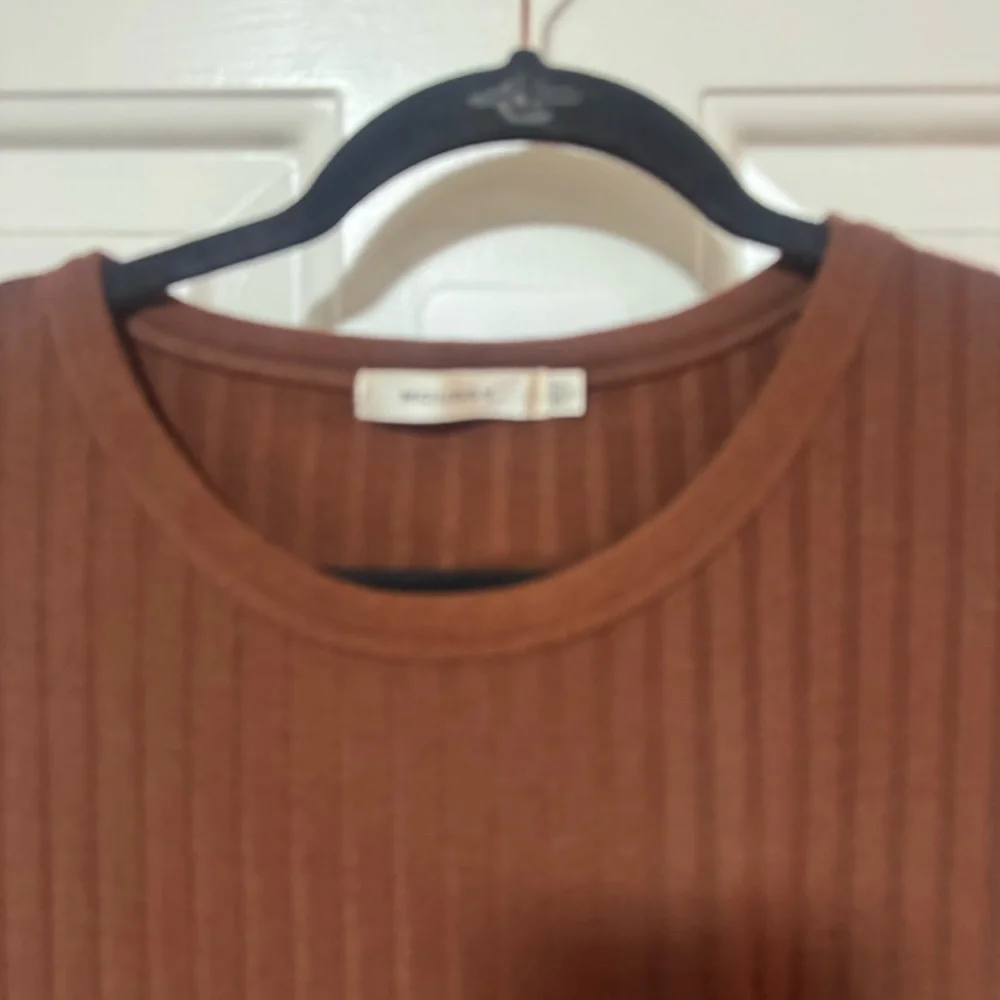 Moussy Wide Ribbed Brown Knit Dress One Size